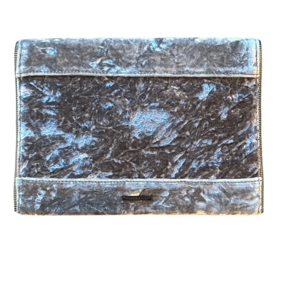 Rebecca Minkoff Leo Grey Crushed Velvet Envelope Clutch NWT